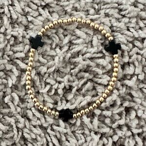 Black cross bracelet enewton 3mm gold beads